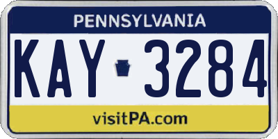 PA license plate KAY3284