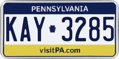 PA license plate KAY3285