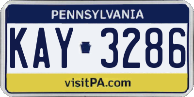PA license plate KAY3286