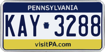 PA license plate KAY3288