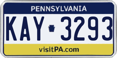 PA license plate KAY3293