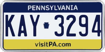 PA license plate KAY3294