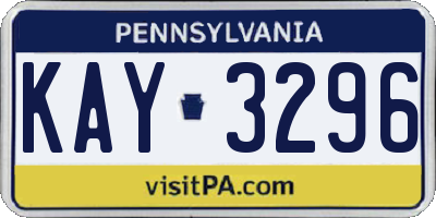 PA license plate KAY3296