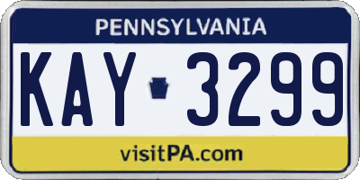 PA license plate KAY3299