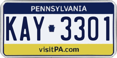 PA license plate KAY3301