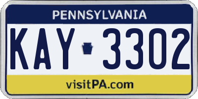 PA license plate KAY3302