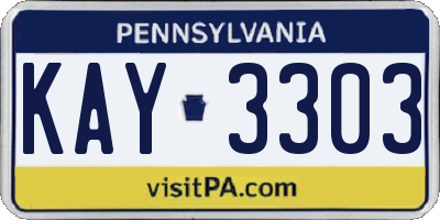 PA license plate KAY3303