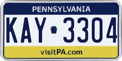 PA license plate KAY3304