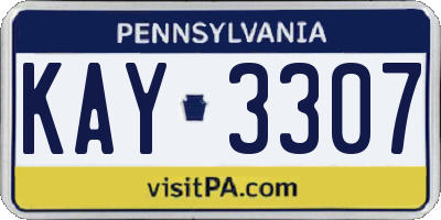 PA license plate KAY3307