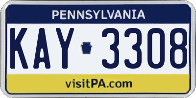 PA license plate KAY3308
