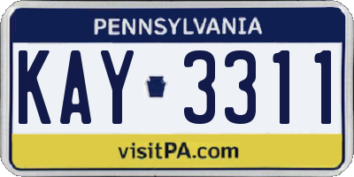 PA license plate KAY3311