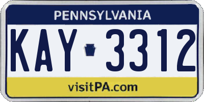 PA license plate KAY3312