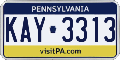 PA license plate KAY3313