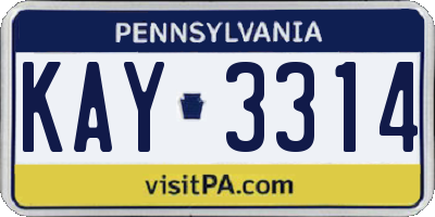 PA license plate KAY3314