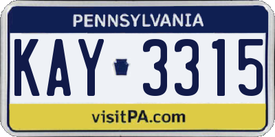 PA license plate KAY3315