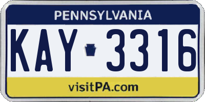 PA license plate KAY3316