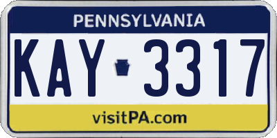 PA license plate KAY3317