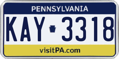 PA license plate KAY3318