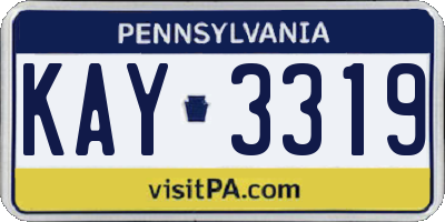 PA license plate KAY3319
