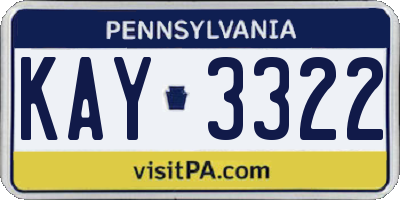 PA license plate KAY3322