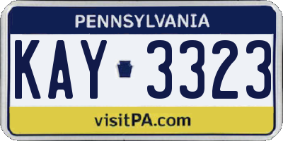 PA license plate KAY3323
