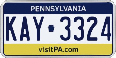 PA license plate KAY3324