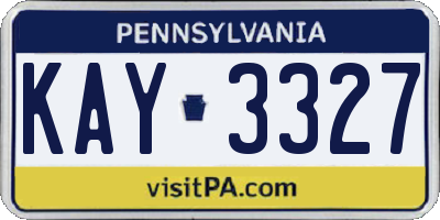 PA license plate KAY3327