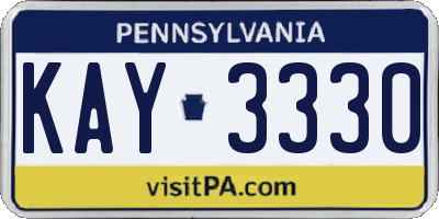 PA license plate KAY3330