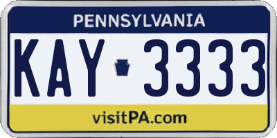 PA license plate KAY3333