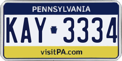 PA license plate KAY3334