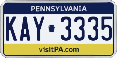 PA license plate KAY3335