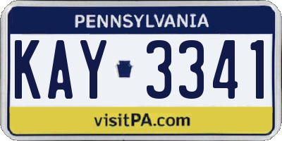 PA license plate KAY3341