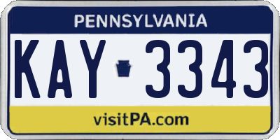 PA license plate KAY3343