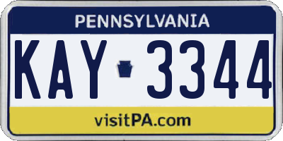 PA license plate KAY3344