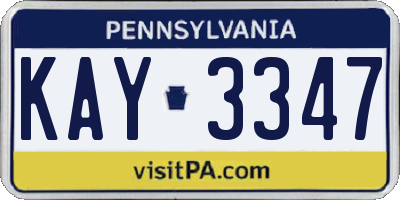 PA license plate KAY3347
