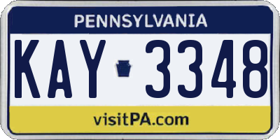 PA license plate KAY3348