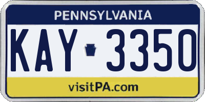 PA license plate KAY3350