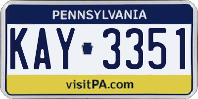 PA license plate KAY3351