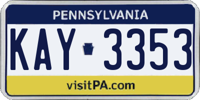 PA license plate KAY3353