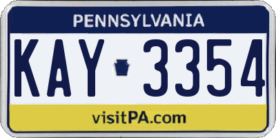 PA license plate KAY3354