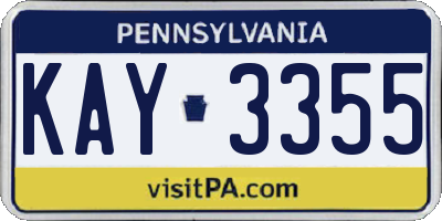 PA license plate KAY3355