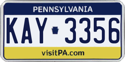 PA license plate KAY3356