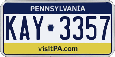 PA license plate KAY3357