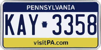 PA license plate KAY3358