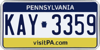 PA license plate KAY3359