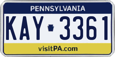 PA license plate KAY3361