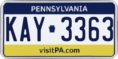 PA license plate KAY3363