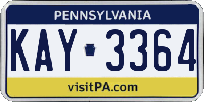 PA license plate KAY3364