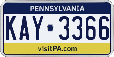 PA license plate KAY3366