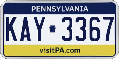 PA license plate KAY3367